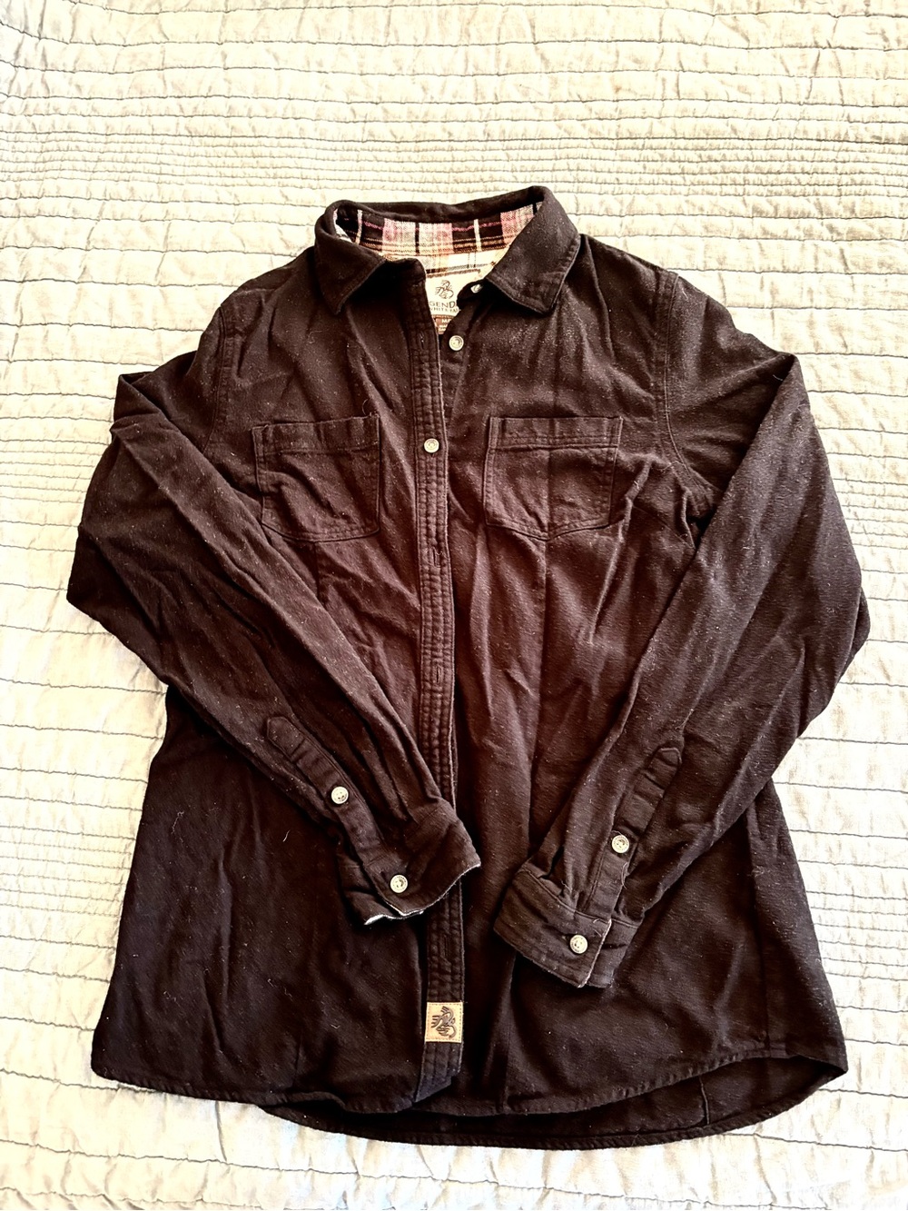 Women’s Black Button-Front Flannel Shirt